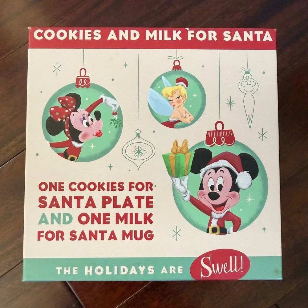 Disney Parks Cookies for Santa‎ Plate & Milk Mug Set Mickey Minnie Christmas